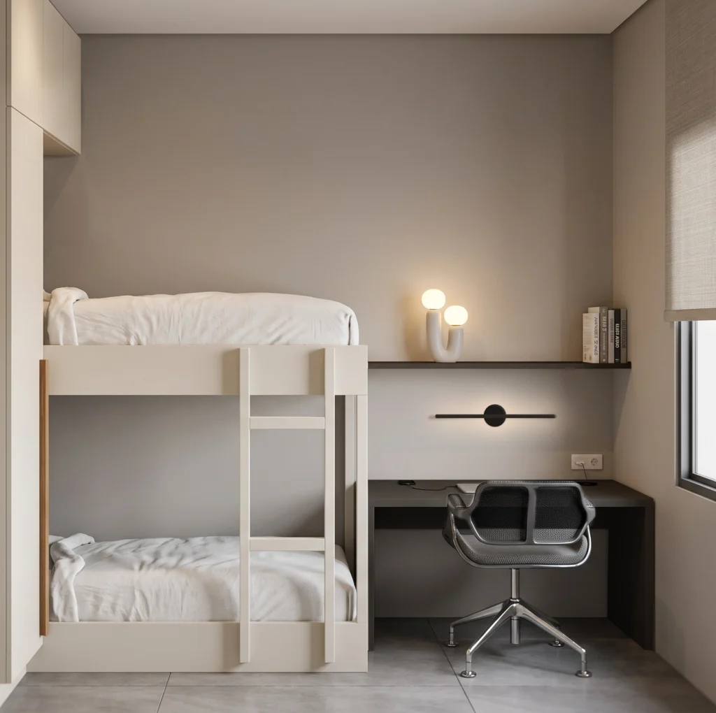 Flexible room with a bunk bed and desk, Korydallos Residence, Korydallos – IDYLI Architects